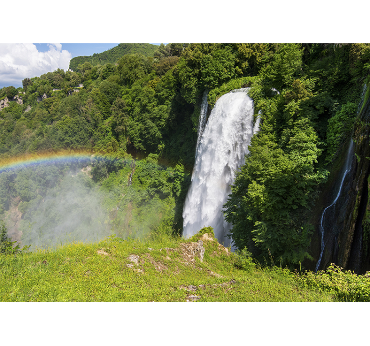 Fotomural paisaje cascada con arcoiris - TenVinilo