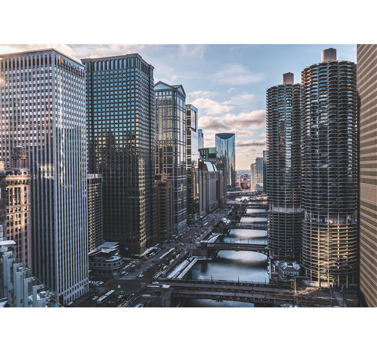 Fotomural pared de Chicago área financiera - TenVinilo