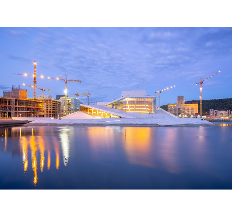 Mural ciudad diseño arquitectónico moderno - TenVinilo