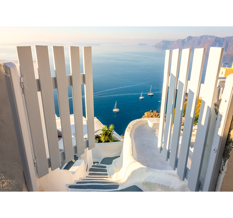 Mural de paisajes veleros sobre el océano - TenVinilo