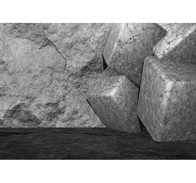 Mural efecto piedra bloques de piedra agrietada - TenVinilo