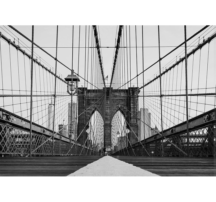 Fotomural 3D Puente de brooklyn en blanco y negro - TenVinilo