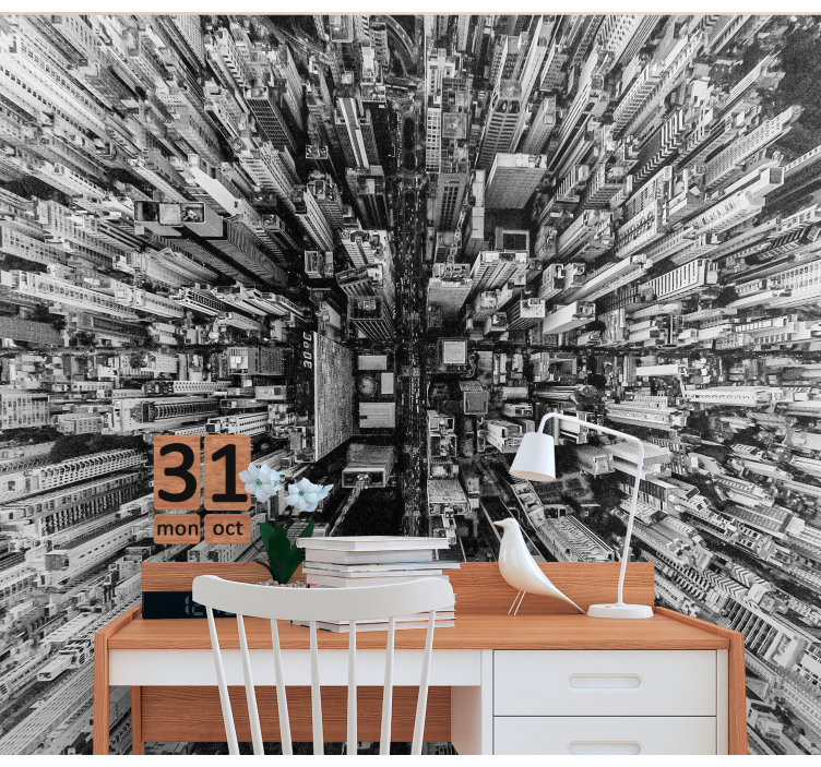 Fotomural 3D Pasillo sobre una ciudad - TenVinilo