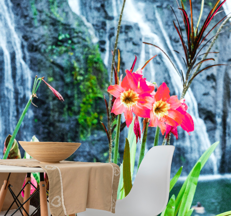 Fotomural de cascada Cascada de flores rosadas - TenVinilo