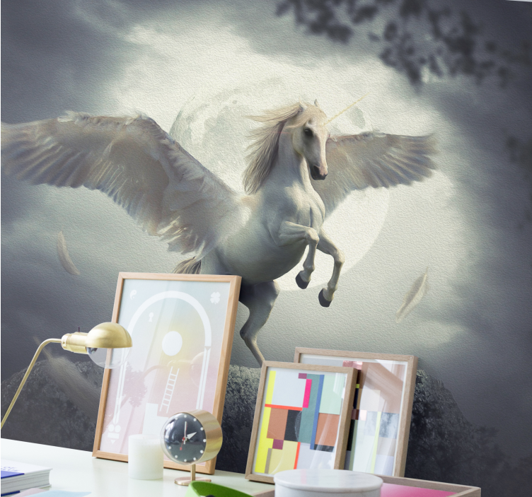 Fotomural fantasía Unicornio intrépido volando - TenVinilo