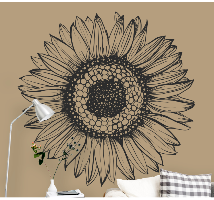 Fotomural flores Girasol beige - TenVinilo