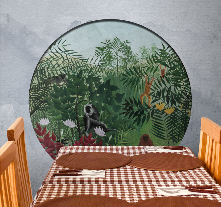 Fotomural naturaleza Selva tropical artística con animales. - TenVinilo