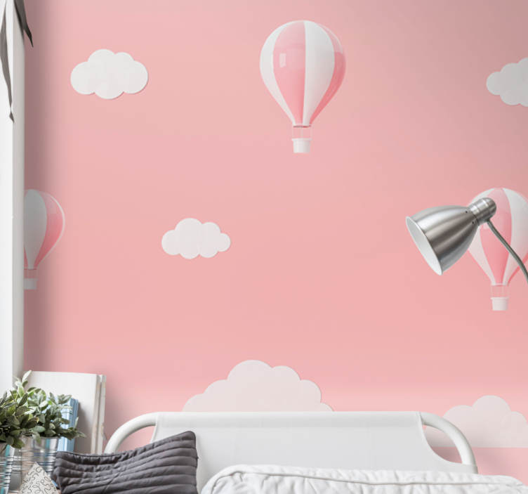 Mural infantil Globos flotan color rosa - TenVinilo