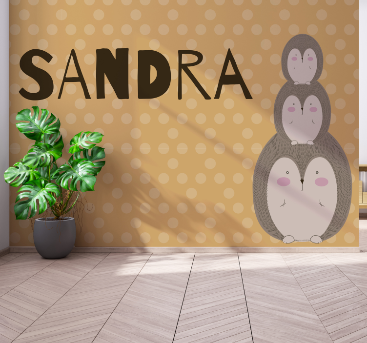 Fotomural infantil con nombre y erizos - TenVinilo