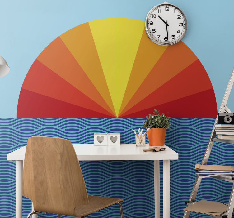 Fotomural paisaje atardecer sol tonos cálidos - TenVinilo