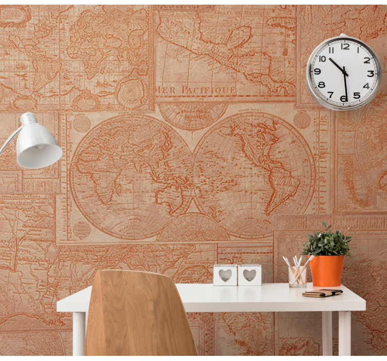 Fotomural despacho Mapamundi físico vintage - TenVinilo