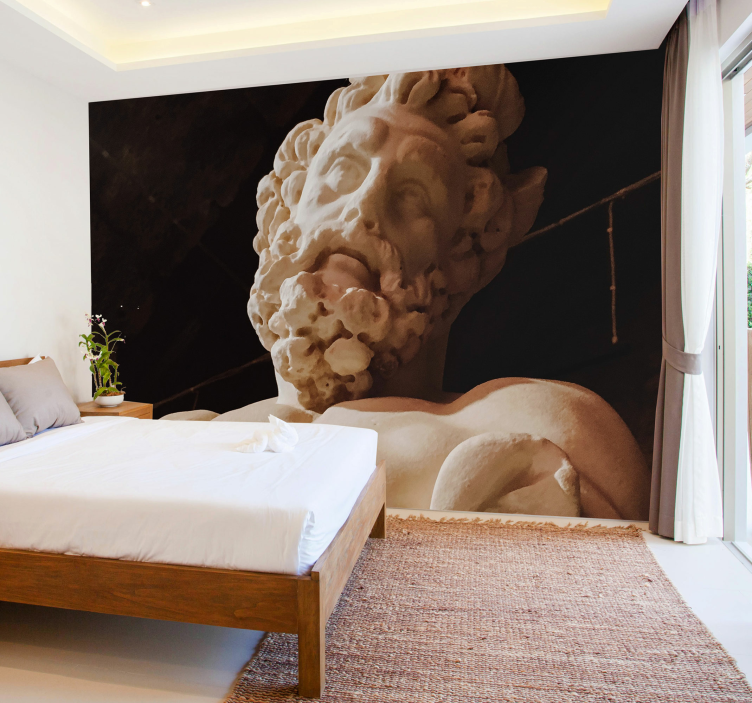 Mural para salón Zeus sobre fondo negro - TenVinilo