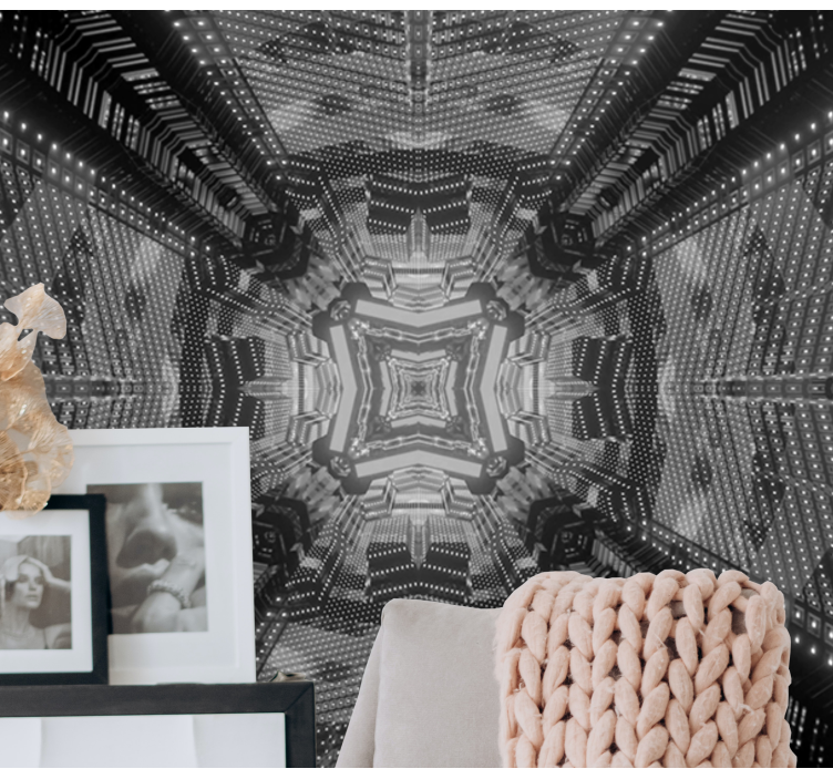 Mural abstracto con patrones geométricos complejos - TenVinilo