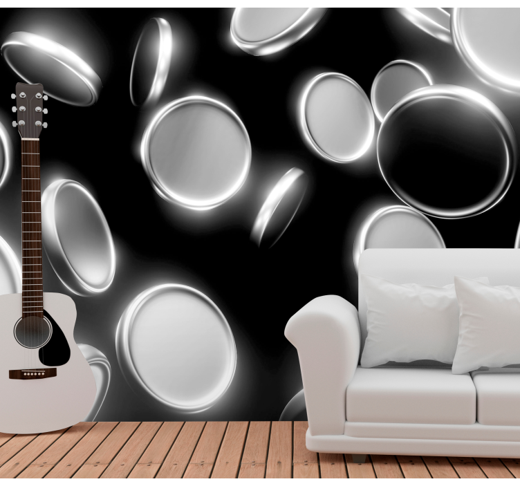 Mural abstracto formas circulares a la deriva - TenVinilo