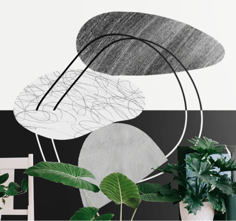 Mural abstracto formas geométricas monocromáticas - TenVinilo