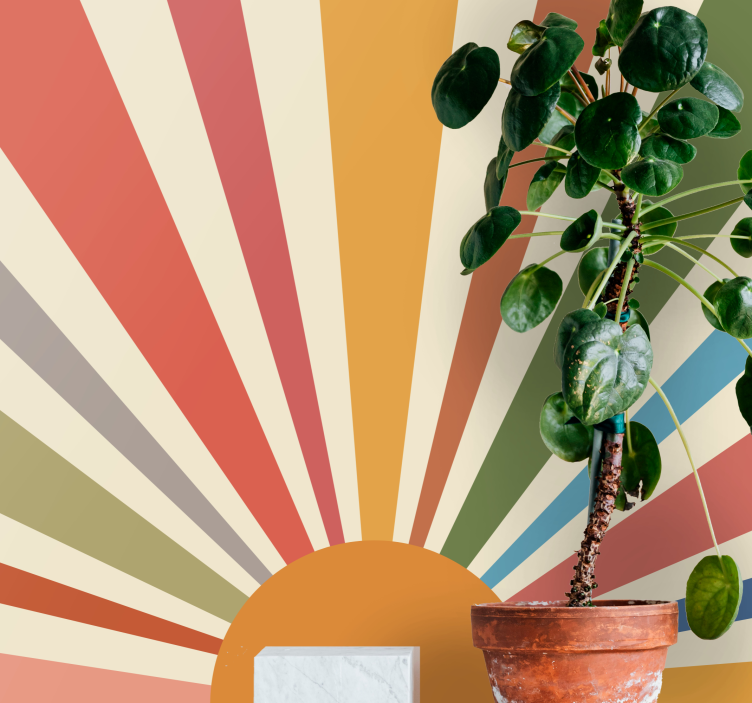 Mural abstracto patrón de rayos del amanecer - TenVinilo