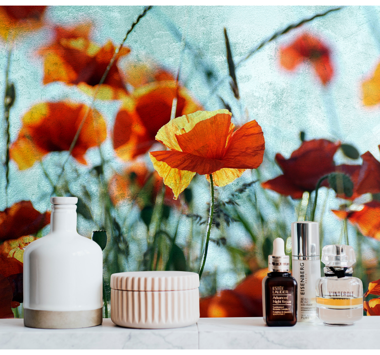 Mural amapolas flores de amapola vivas - TenVinilo