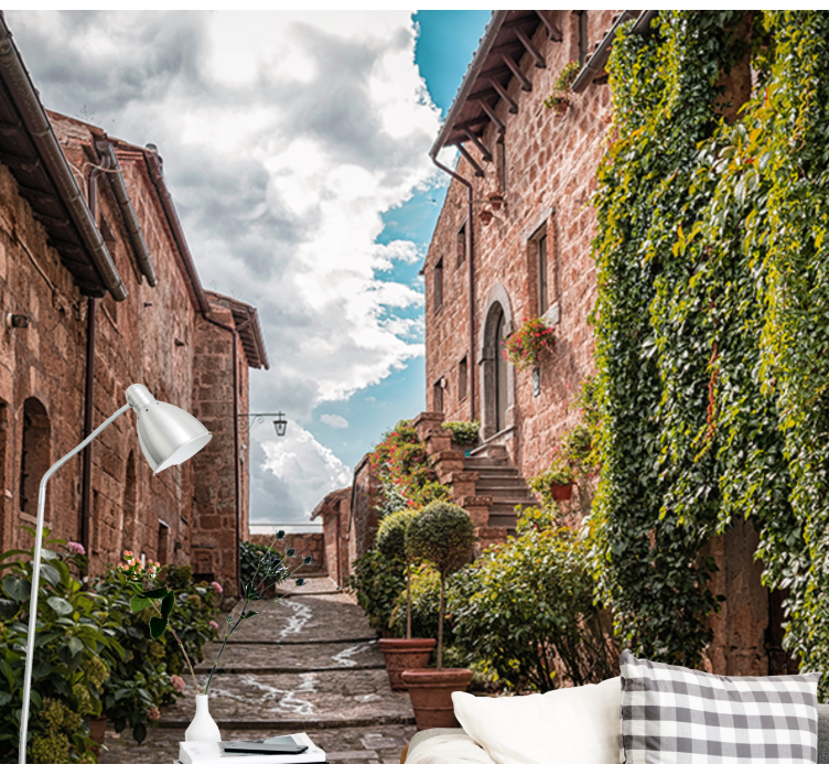 Mural ciudad encantadora calle italiana - TenVinilo