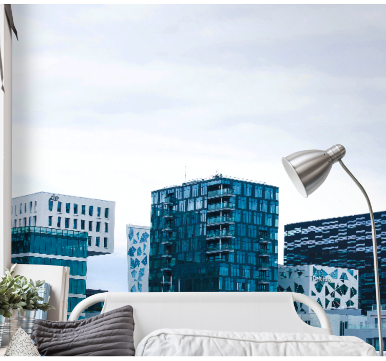 Mural ciudad horizonte urbano moderno - TenVinilo