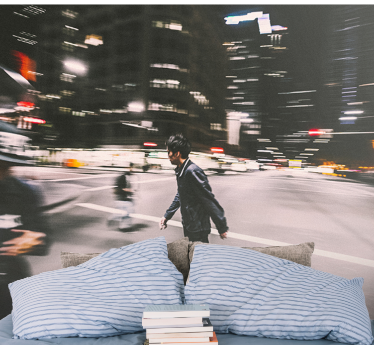 Mural ciudad patinaje nocturno urbano - TenVinilo