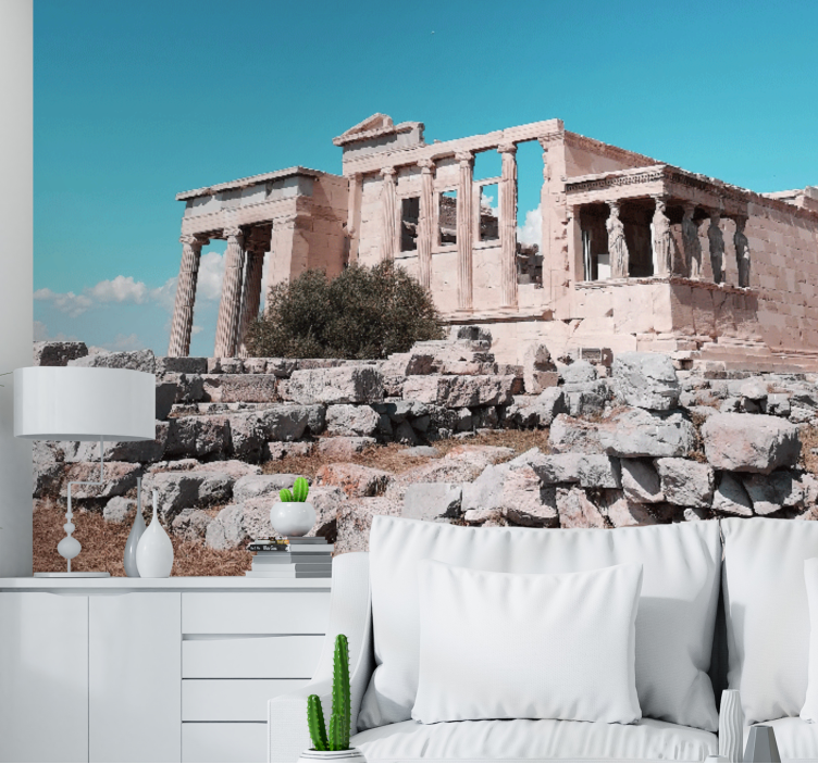 Mural ciudad ruinas de un templo antiguo - TenVinilo
