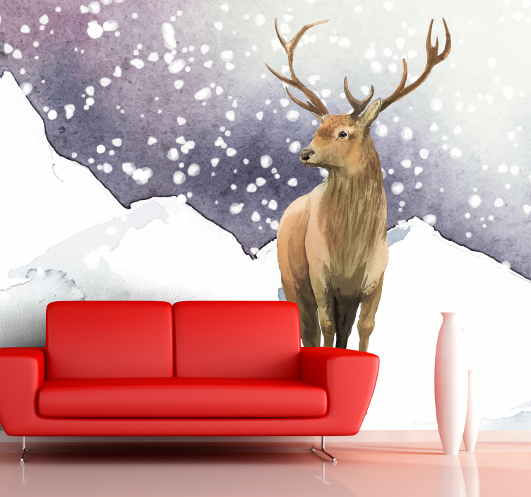 Mural de animales escena de ciervos majestuosos - TenVinilo