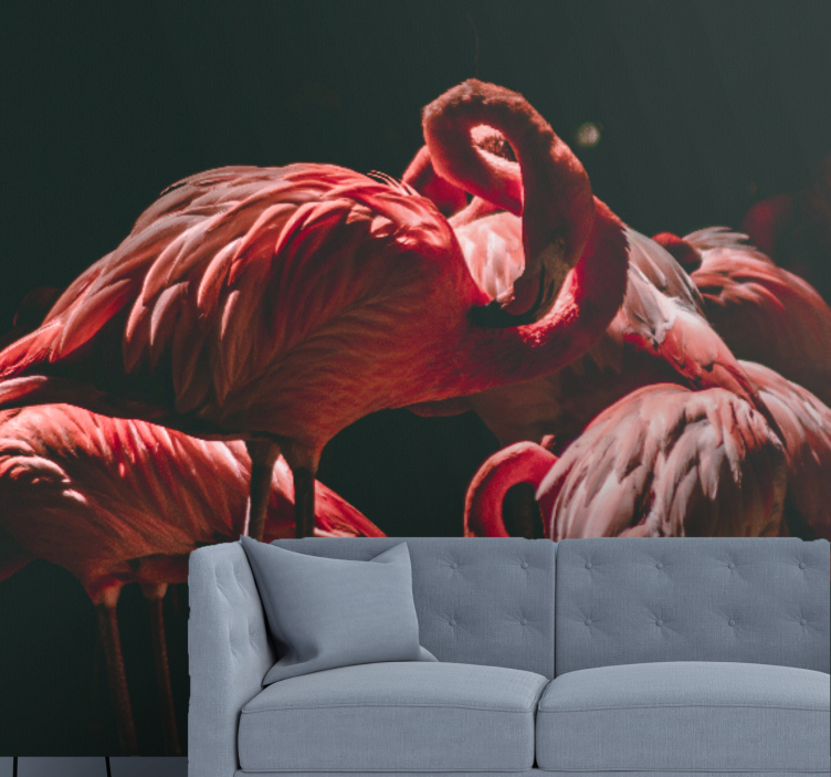 Mural de animales flamingo serenidad - TenVinilo