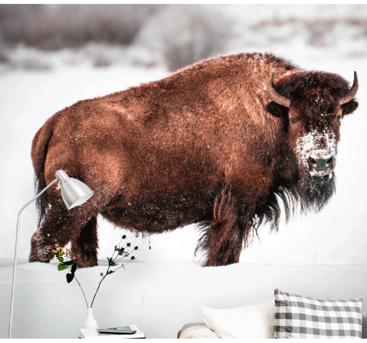 Mural de animales postura del bisonte majestuoso - TenVinilo