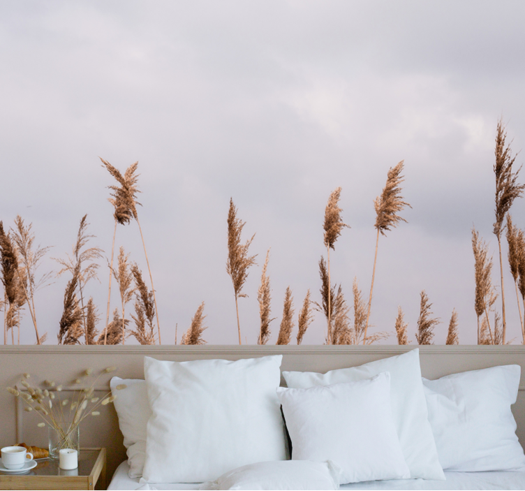 Mural de árboles siluetas de hierba alta - TenVinilo