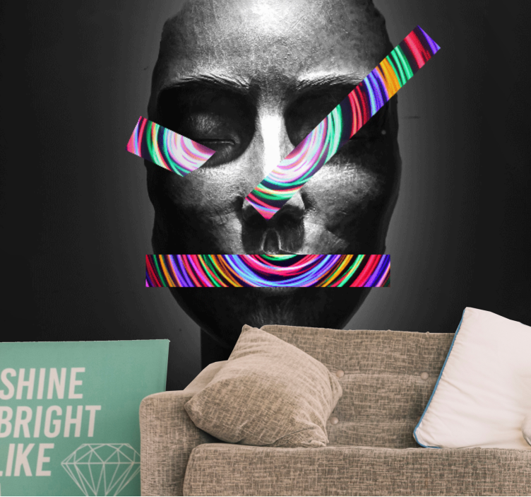 Mural de arte rasgos faciales abstractos - TenVinilo