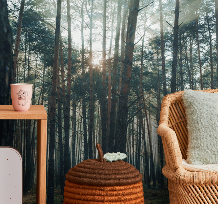 Mural de bosque arboleda de pinos serenos - TenVinilo