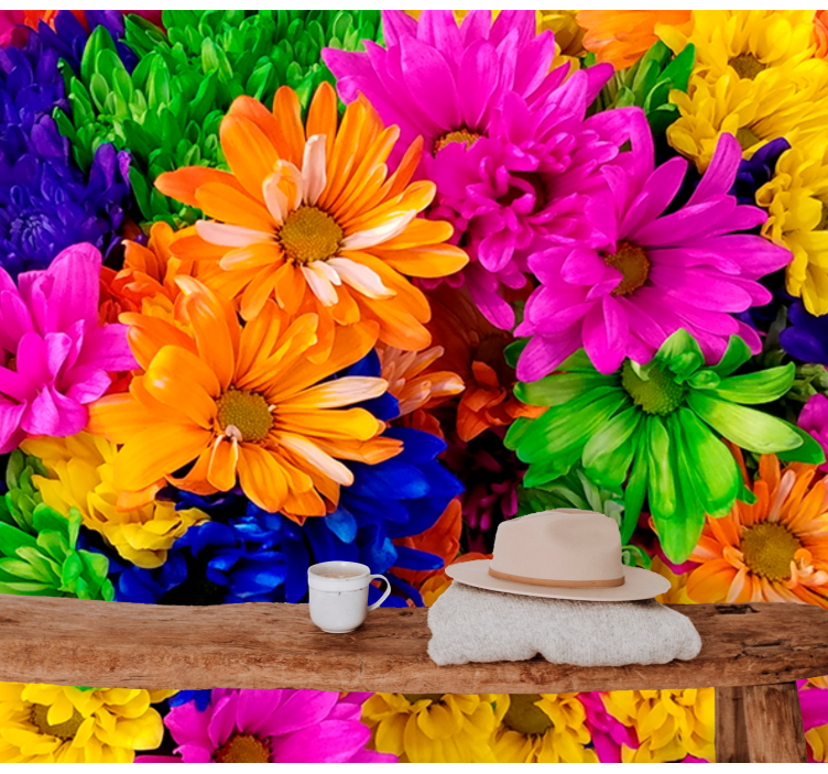 Mural de flores arreglo botánico colorido - TenVinilo