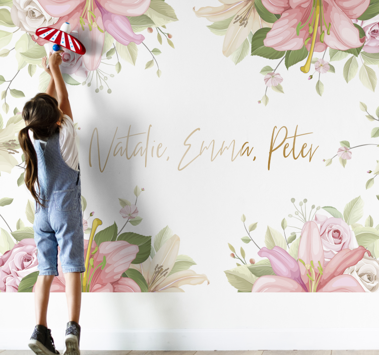 Mural de flores arreglo floral personalizado - TenVinilo