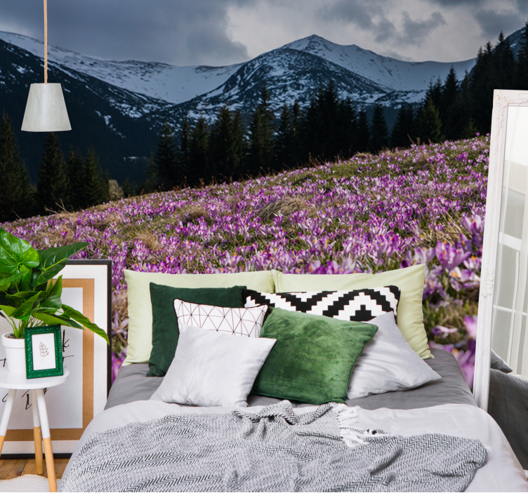 Mural de flores campo de flores de crocus - TenVinilo