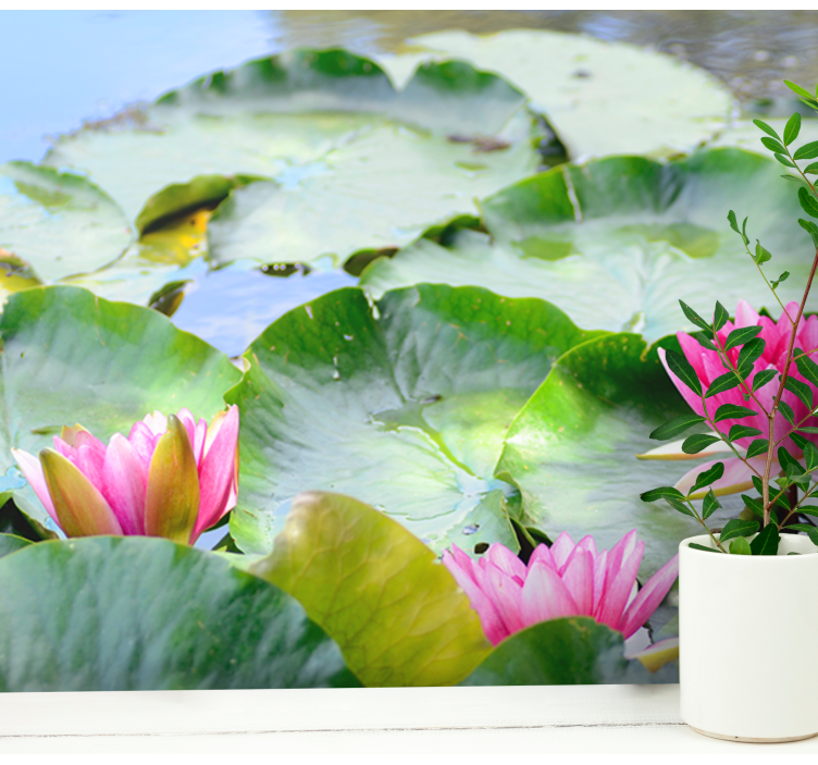 Mural de flores exuberantes lirios rosados - TenVinilo