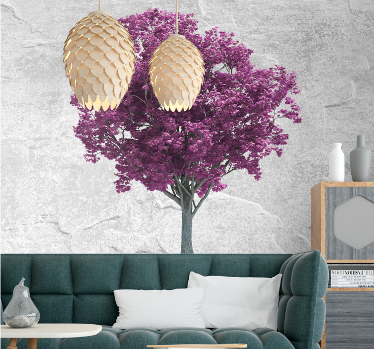 Mural de flores pétalos de árbol morado - TenVinilo