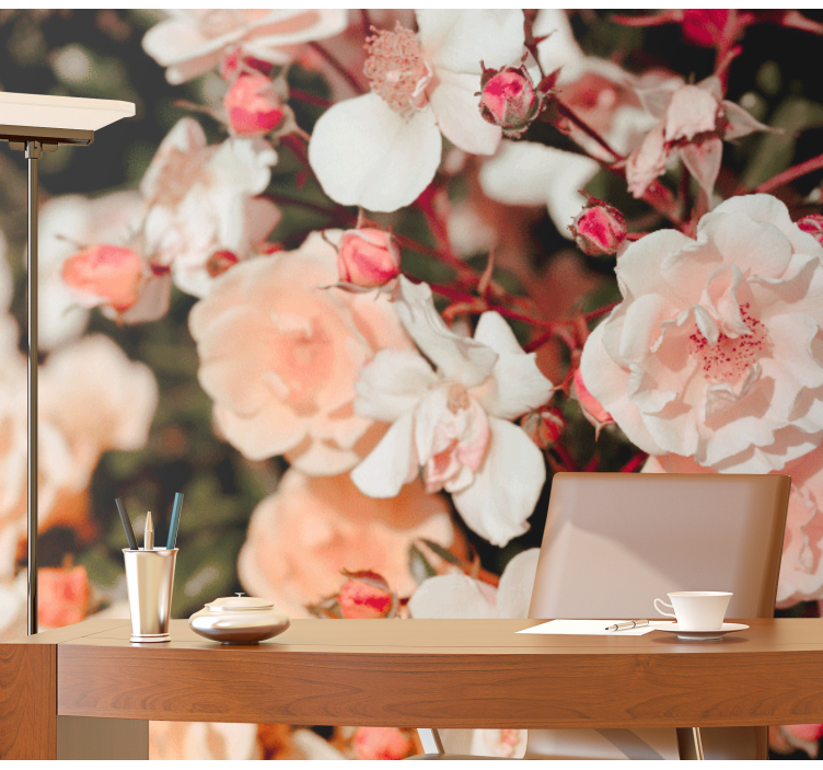 Mural de flores pétalos de rosa en flor - TenVinilo