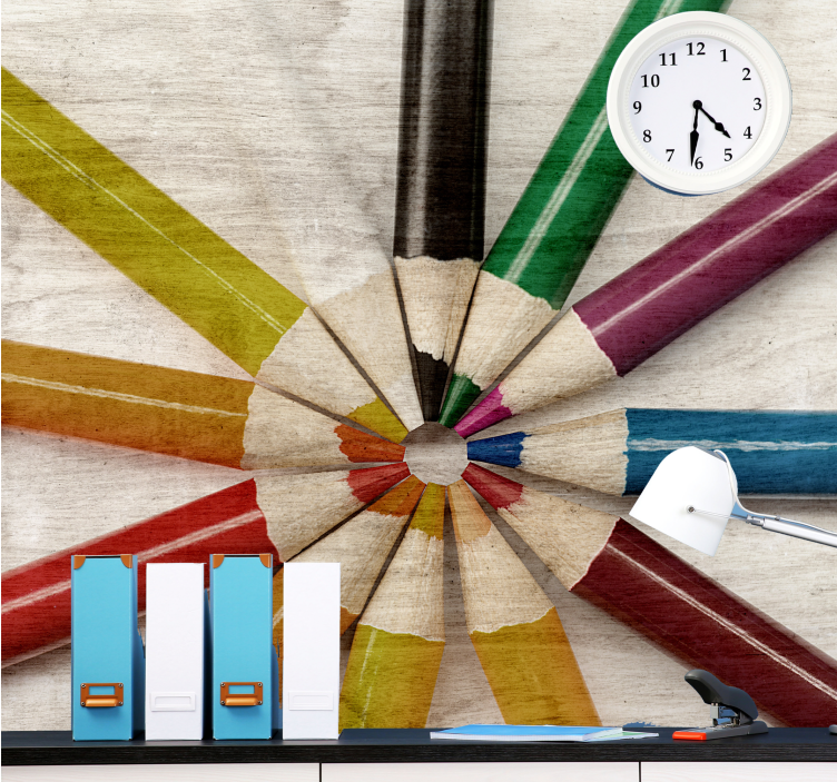 Mural de frases arreglo de lápices coloridos - TenVinilo