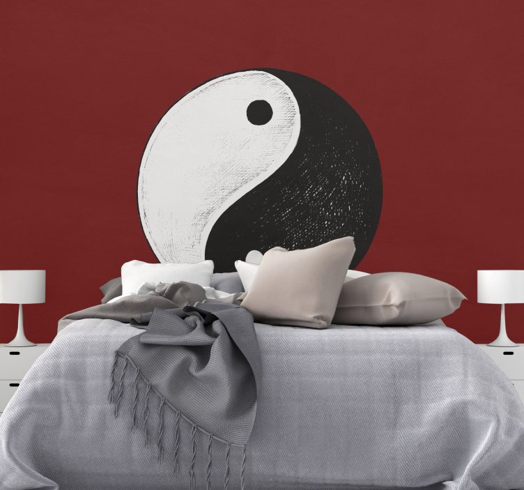 Mural dormitorio matrimonial símbolo yin yang - TenVinilo