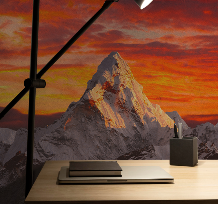 Mural de montañas majestuosa puesta de sol en la montaña - TenVinilo