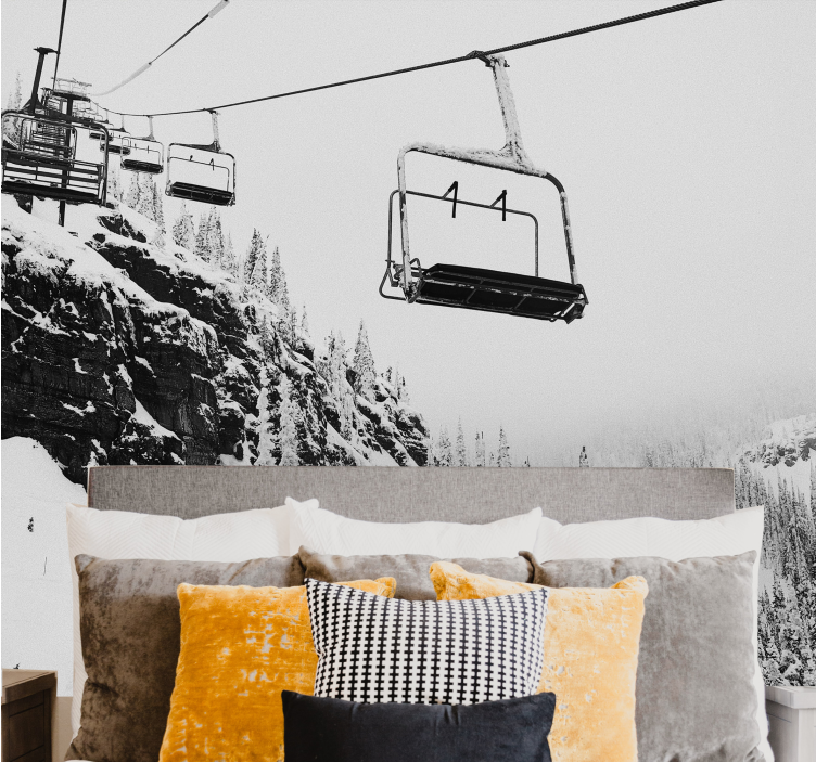 Mural de montañas viaje en teleférico - TenVinilo