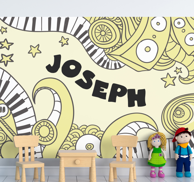 Mural de música patrón de notas musicales - TenVinilo