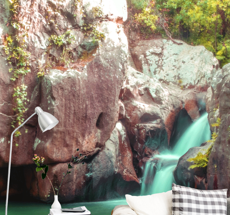 Mural de naturaleza paisaje de cascada tranquila - TenVinilo