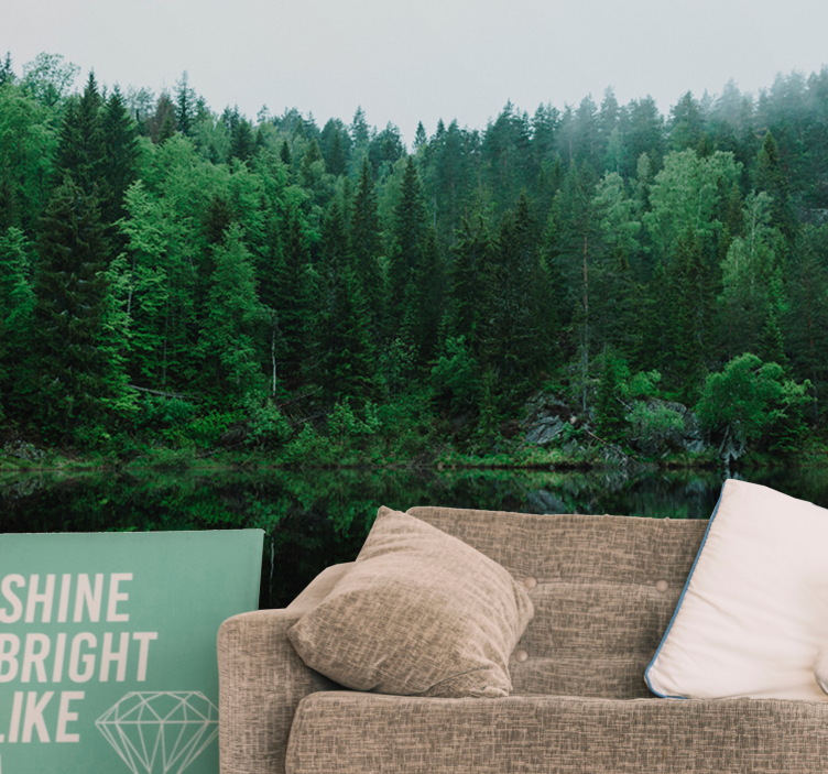 Mural de naturaleza reflejo del bosque tranquilo - TenVinilo