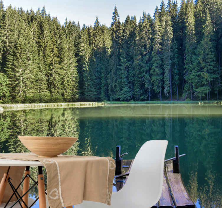 Mural de naturaleza reflexión del bosque sereno - TenVinilo