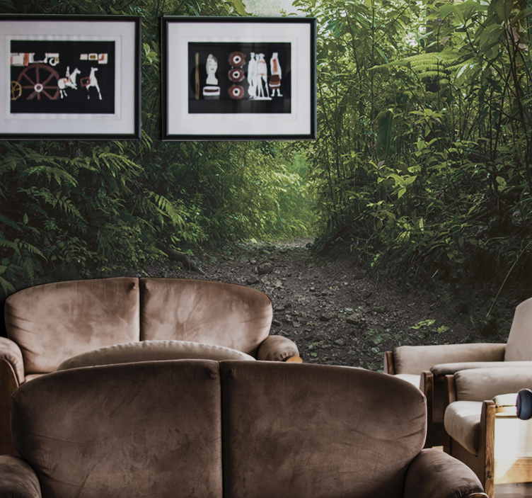 Mural de naturaleza sendero verde vibrante - TenVinilo