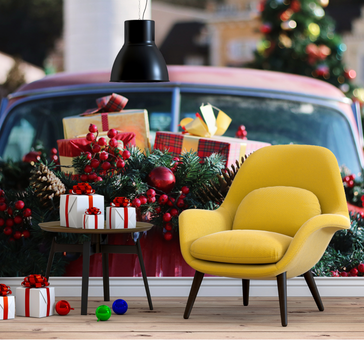 Mural de navidad regalos festivos de temporada - TenVinilo