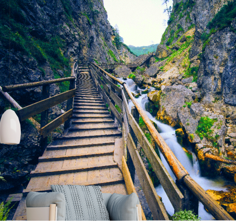 Mural de paisajes camino de montaña escénico - TenVinilo