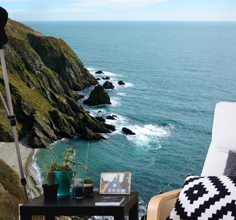 Mural de paisajes estructura de piedra costera - TenVinilo