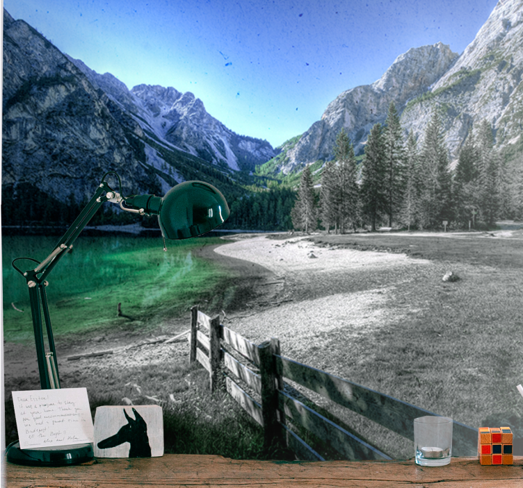 Mural de paisajes lago montañoso sereno - TenVinilo